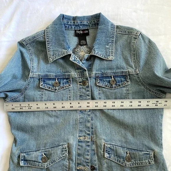 Style & Co | Beaded Jean Jacket | Size: Small - Picture 7 of 8